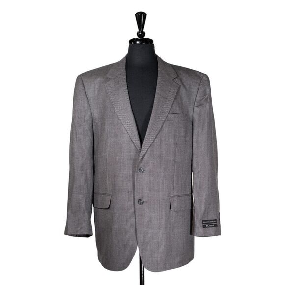 Jos. A. Bank Mens Blazer Gray Plaid Silk Wool Lined Jacket Sport Coat 44R NWT